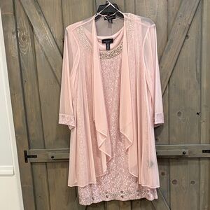 R&M Richards Blush Pink Dress with Pearl Accents